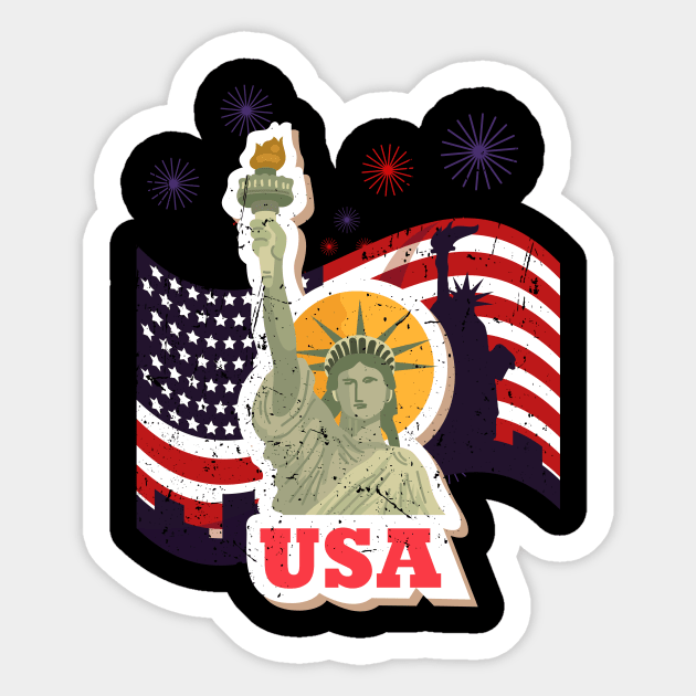 New York 4th of july Vintage Statue of Liberty Sticker by CoolFuture